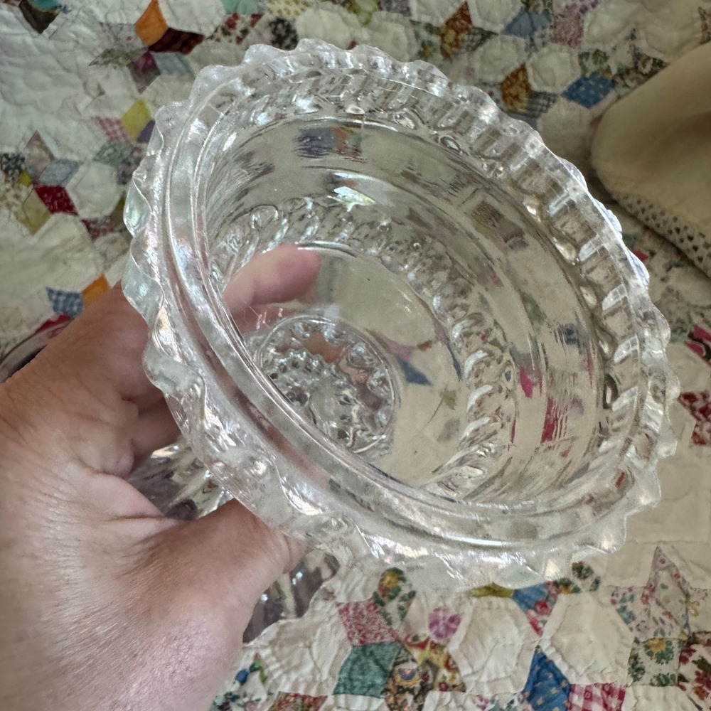 Vintage Purple Pressed Glass Floral Fairy Lamp Candle Holder 2 Piece Clear Base - Picture 7 of 9